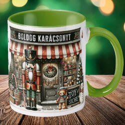 Deconline Crafts Karácsonyi bögre "Diótörős - Boldog Karácsonyt" 330 ml kerámia Zöld Full HD (do129215-GREEN-MUG)