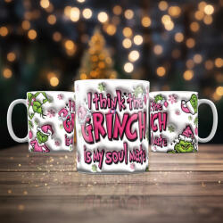 Deconline Crafts Grincs mintás karácsonyi bögre 3D pufi hatású "Grinch soulmate (DO129123)