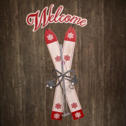 Decoration & Design Ajtódísz Síléc welcome felirattal akasztós fa 20x2x33cm fehér, piros (DD63343)