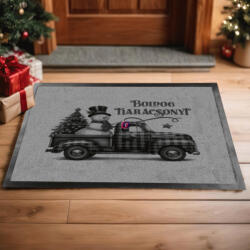 Deconline Crafts Karácsonyi Lábtörlő 60X40 cm "Boldog karácsonyt teherautó"szürke, fekete (DO129192-doormat-GR)