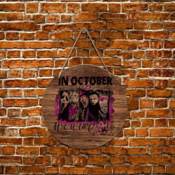 Deconline Crafts XL Halloweeni FaTábla "Pink October"akasztható többféle méret (DO126187-WOOD-CIRCLE)