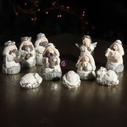 Decoration & Design Betlehem figurák 3, 8cm fehér, ezüst 10 db-os szett (DD62323)