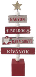 QX-Impex Prémium Karácsonyi dísz fa "Nagyon Boldog karácsonyt" 17 cm piros, natúr (061361)