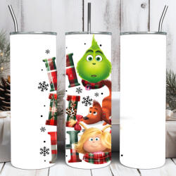 Deconline Crafts Grincs mintás termosz pohár 600ml "Ho Ho Ho" HD tumbler (DO129221-600ML)