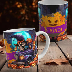 Deconline Crafts Egyedi neves halloweeni bögre "Skull truck (DO126109-CUSTOM)