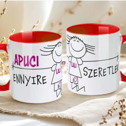 Deconline Crafts Apák napi bögre "Első apák napja" Személyre szabható, fiús, lányos, piros, kerámia (DO133021-RED-MUG)