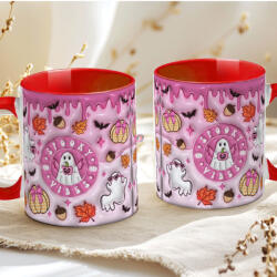 Deconline Crafts Őszi mintás bögre 3D pufi hatású "Spooky vibes" red (DO126121-RED-MUG)