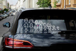 Deconline Crafts Egyedi neves autó matrica, felirat pálcika család többféle típus, szín, méret max 1 karakter (DO120068-1)