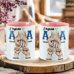 Deconline Crafts Apák napi bögre "Legjobb apa kék, Max 5 gyerek" Személyre szabható, rózsaszín, kerámia (DO133024-PINK-MUG)