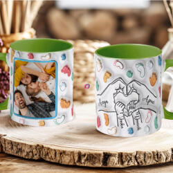 Deconline Crafts Anyák napi bögre "My Family" Személyre szabható, zöld, kerámia (DO133007-GREEN-MUG)
