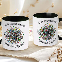 Deconline Crafts Karácsonyi bögre "Az év legcsodásabb időszaka. . . " 330 ml kerámia fekete Full HD (DO129200-BLACK-MUG)