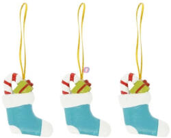 Decoration & Design 3 db-os Zokni ajándékkal, cukorbottal, akasztós 4, 1x1, 4x5 cm kék (DD70478)