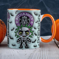 Deconline Crafts Őszi mintás bögre Beetlejuice Narancssárga (DO126145-ORANGE-MUG)