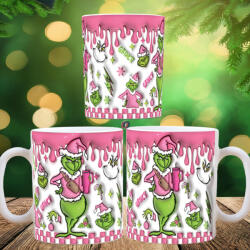 Deconline Crafts Grincses karácsonyi bögre 3D pufi hatású "pink trend (DO129141)