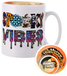 Deconline Crafts Halloweeni bögre, Spooky vibes 300ml Mintás belsővel A te neveddel (DO69334-HW-MUG)