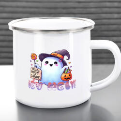 Deconline Crafts Egyedi Halloweeni fém retro bögre, Cuki szellemes, személyre szabható 360ml (DO126183-ALU-MUG)