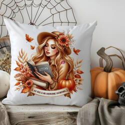 Deconline Crafts Őszi mintás párnahuzat Olvasó lány, egyedi szöveggel 40x40 cm (DO126142-PILLOW)