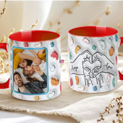 Deconline Crafts Anyák napi bögre "My Family" Személyre szabható, piros, kerámia (DO133007-RED-MUG)