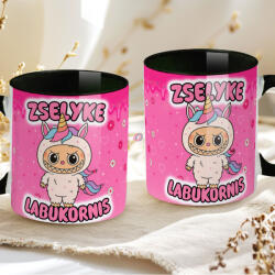 Deconline Crafts Egyedi neves Labubu "Labukornis"bögre személyre szabható fekete (DO69365-BLACK-MUG)