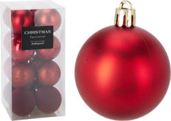 Koopman Premium collection dísz műanyag piros 6 cm 16 db-os karácsonyfa gömb szett (CAN310150)