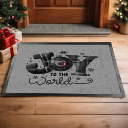 Deconline Crafts Karácsonyi Lábtörlő 60X40 cm "Joy to the world"szürke, fekete (DO129191-doormat-GR)