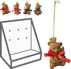Koopman Akasztós karácsonyi maci dekoráció, polystone, 4 féle, 8, 7 cm (ALX913610)