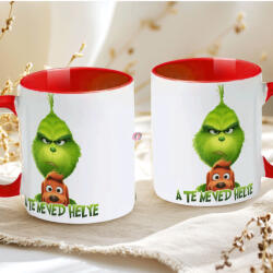 Deconline Crafts Egyedi feliratos karácsonyi bögre "Grincs és Max" pufi hatású piros bögre (DO129198-RED-MUG)