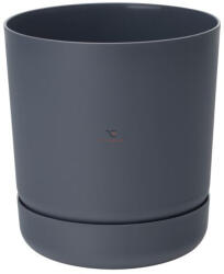 Decoration & Design Kaspó kerek alátéttel 15 műanyag 15x17 cm matt antracit (FP4250014)