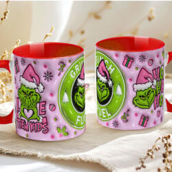 Deconline Crafts Grincses karácsonyi bögre "Love them kids" pufi hatású piros bögre (DO129187-RED-MUG)