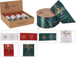 Koopman Karácsonyi Poliészter Szalag - 2, 7 m, Arany Mintás, 3 Féle színben (ANM801090)