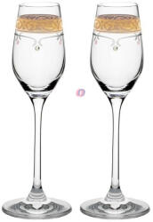D&D Üveg pohár arany szegéllyel, swarovski dísszel likőr 95ml átlátszó 2-db-os szett (8588006988789)