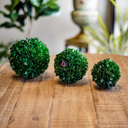 D&Design Selyemvirág Buxus gömb műanyag 13 cm zöld őszi dísz (DD54886)