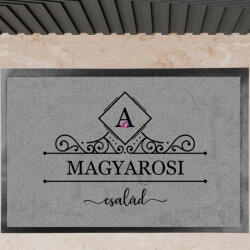 Deconline Crafts Lábtörlő egyedi névvel, monogrammal, 60x40 cm szürke Családneves (DO131002)