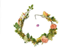 D&D Selyemvirág girland peoniával, hortenziával 150cm zöld, narancs (DD65001)