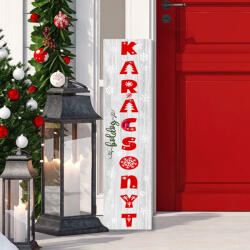 Deconline Crafts Karácsonyi retro fa tábla 60 cm "Boldog karácsonyt" zöld, piros, bejárati ajtó mellé, akasztható (DO120055-HUN)