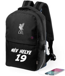 Deconline Crafts Liverpool Iskolatáska, USB-s, személyre szabható egyedi névvel és számmal, Fekete (6451-BK-LFC)
