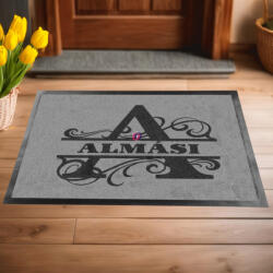 Deconline Crafts Egyedi Monogramos Lábtörlő személyre szabható névvel 60x40 cm szürke Monogram1 (DO131004)