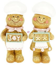 Decoration & Design Mézeskalács figura szakácssapkában fiú, lány álló poly 5, 5x4x13 cm barna, fehér 2 féle (DD69725)