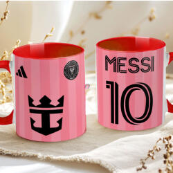 Deconline Crafts Prémium Inter Miami Bögre személyre szabható, egyedi névvel 330ml Piros bögre "Messi (DO69358-RED-MUG)