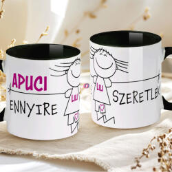 Deconline Crafts Apák napi bögre "Első apák napja" Személyre szabható, fiús, lányos, fekete, kerámia (DO133021-BLACK-MUG)