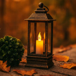 Decoration & Design Lámpás LED-es gyertyával réz 15x6cm (DD67819)