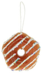 Decoration & Design Mézeskalács fánk akasztós polyfoam 9, 5x9, 5x4 cm barna, fehér (DD70012)