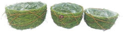 D&D Kosár bélelt szalma 25 cm natúr, zöld 3 db-os szett (DD69289)
