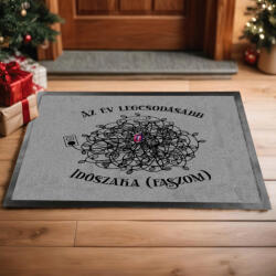 Deconline Crafts Karácsonyi mintás Lábtörlő 60X40 cm "Az év legcsodásabb időszaka. . . "szürke, fekete (DO129200-doormat-GR)