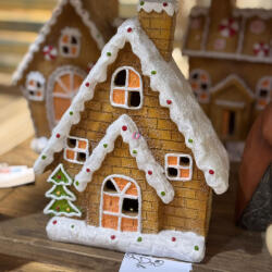 Decoration & Design Mézeskalács ház LED-es magnézia 34, 5x15x40 cm barna, fehér (DD70342)