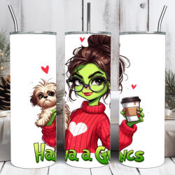 Deconline Crafts Egyedi feliratos termosz pohár 600ml "Grincs lány kutyával" HD tumbler (do129214-600ML)