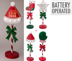 Koopman LED-es fém karácsonyi tábla rúdon, 4 féle design 52 cm (ALX913280)