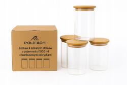 POLIFACH 4x1500ml-es üvegedények Bambo fedővel élelmiszer befőttes üveg kancsó PF-998 (PF-998)