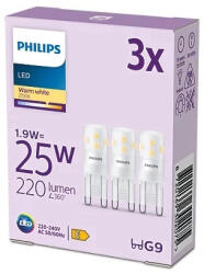 Philips 3x LED izzó G9 KAPSZULA 1.9W = 25W 220lm 2700K Meleg PHILIPS (8720169302075)