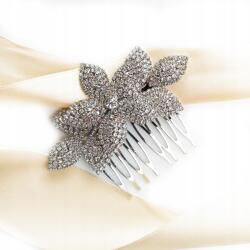 Kokonet Ezüst színű fésű levél mintával és Swarovski cirkónia kövekkel (4-0089)